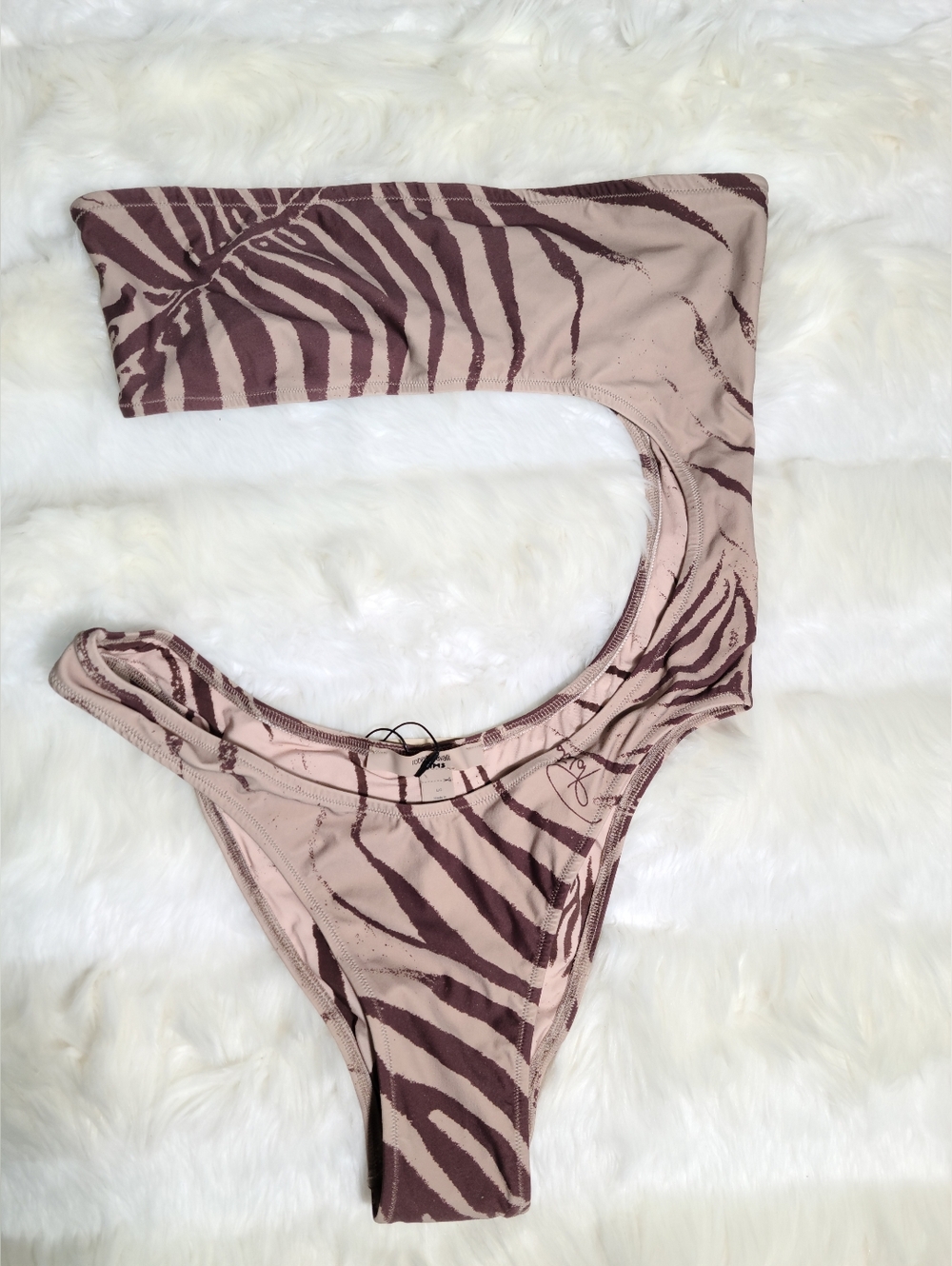 Cavalli x SKIMS Zebra Print Strapless Monokini Women Large NEW